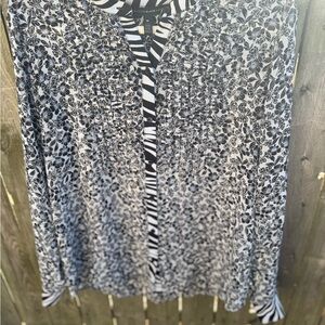 White House Black Market Black and White Patterned Blouse